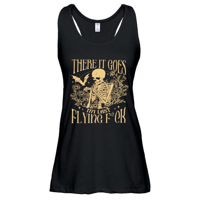 There It Goes My Last Flying Fuck Sarcastic Skeleton Ladies Essential Flowy Tank