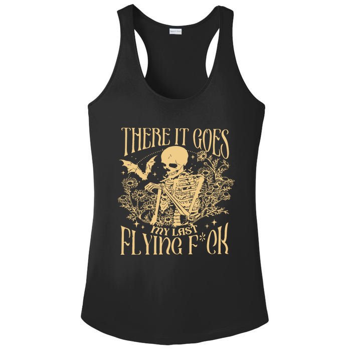 There It Goes My Last Flying Fuck Sarcastic Skeleton Ladies PosiCharge Competitor Racerback Tank