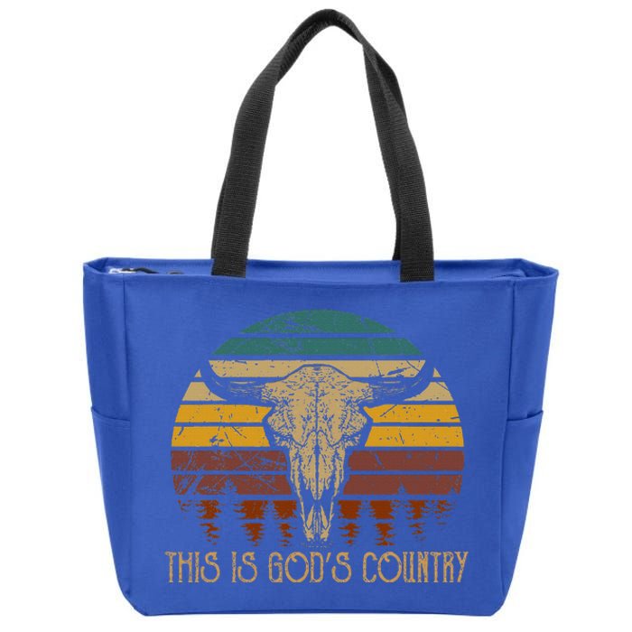 This Is GodS Music Country Outfit Bull Skulls Western Howdy Zip Tote Bag