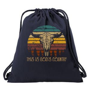 This Is GodS Music Country Outfit Bull Skulls Western Howdy Drawstring Bag