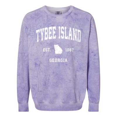 Tybee Island Georgia Ga Vintage Athletic Colorblast Crewneck Sweatshirt