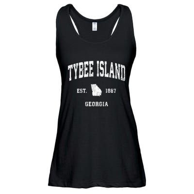 Tybee Island Georgia Ga Vintage Athletic Ladies Essential Flowy Tank