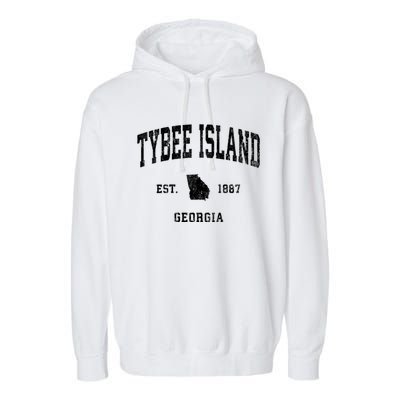 Tybee Island Georgia Ga Vintage Athletic Garment-Dyed Fleece Hoodie