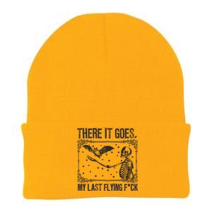 There It Goes My Last Fucking Funny Halloween Skeleton Bat Knit Cap Winter Beanie