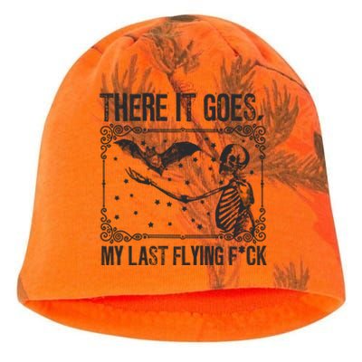 There It Goes My Last Fucking Funny Halloween Skeleton Bat Kati - Camo Knit Beanie