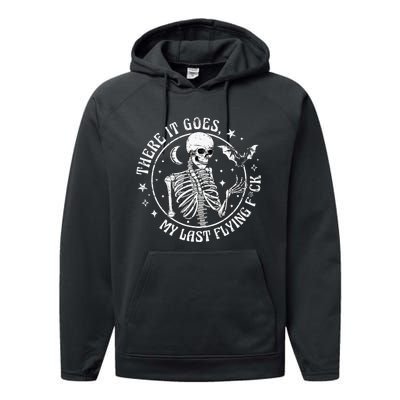 There It Goes My Last Flying F Halloween Skeleton Funny Performance Fleece Hoodie