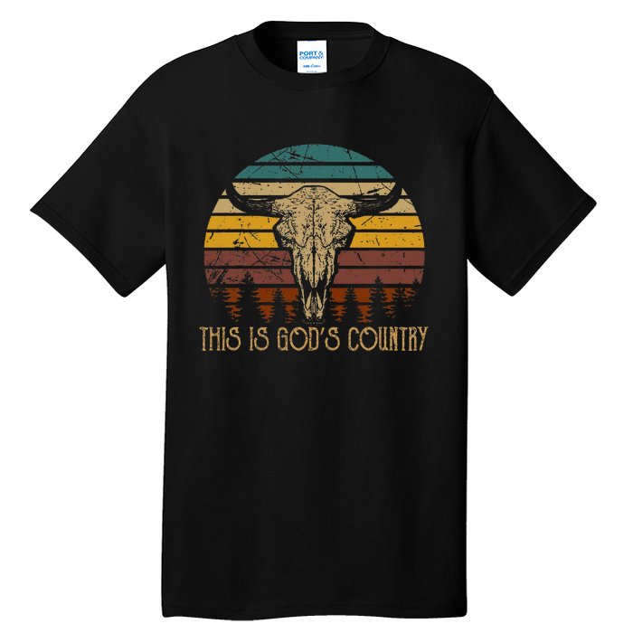 This Is GodS Music Country Outfit Bull Skulls Western Howdy Tall T-Shirt