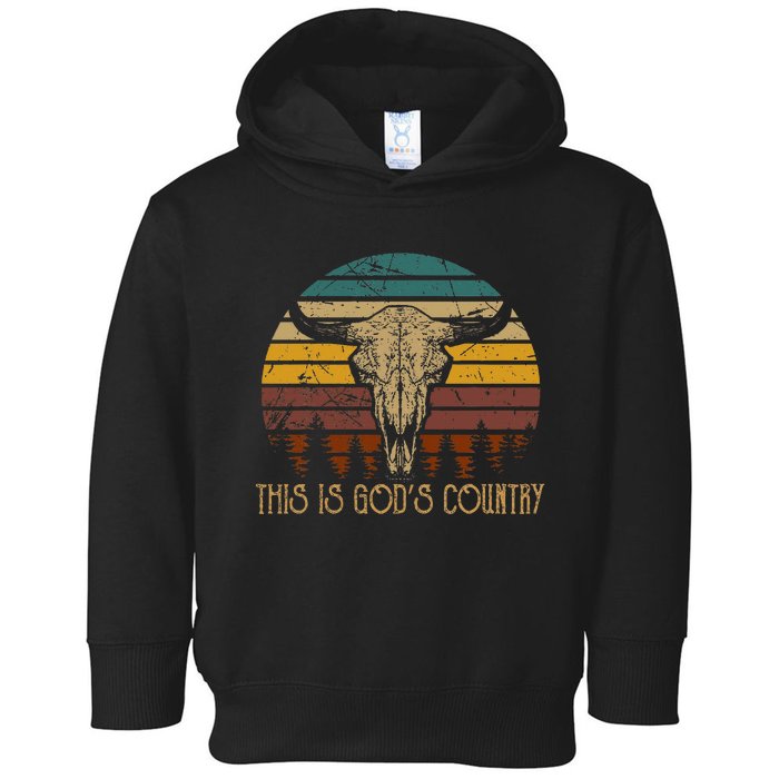 This Is GodS Music Country Outfit Bull Skulls Western Howdy Toddler Hoodie