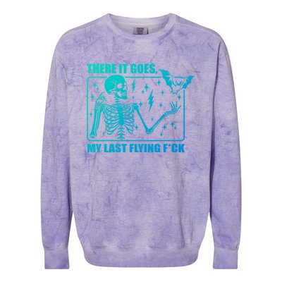 There It Goes My Last Flying F Halloween Skeleton Gift Colorblast Crewneck Sweatshirt