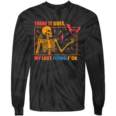 There It Goes My Last Flying F Halloween Mom Skeleton Bat Tie-Dye Long Sleeve Shirt