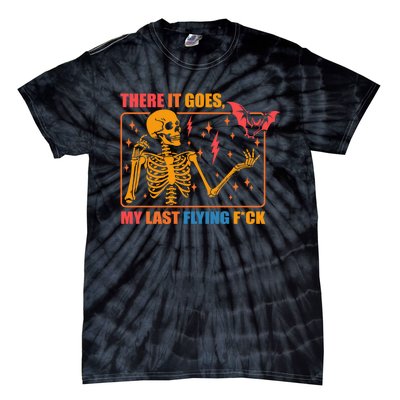 There It Goes My Last Flying F Halloween Mom Skeleton Bat Tie-Dye T-Shirt