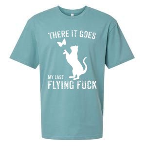 There It Goes My Last Flying Fuck Gift Funny Sarcastic Cat Cool Gift Sueded Cloud Jersey T-Shirt