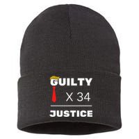 Trump Is Guilty Trump Is Guilty On 34 Counts Sustainable Knit Beanie