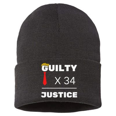 Trump Is Guilty Trump Is Guilty On 34 Counts Sustainable Knit Beanie