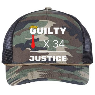 Trump Is Guilty Trump Is Guilty On 34 Counts Retro Rope Trucker Hat Cap