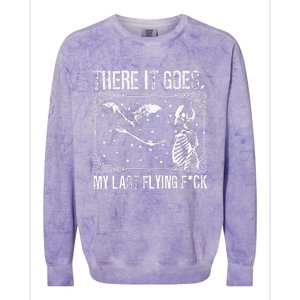 There It Goes My Last Flying Funny Halloween Skeleton Bat Colorblast Crewneck Sweatshirt