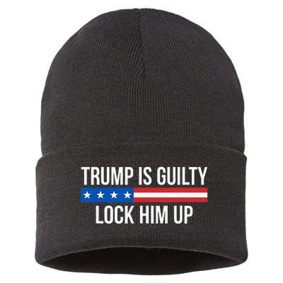 Trump Is Guilty Lock Him Up Sustainable Knit Beanie