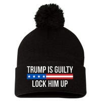 Trump Is Guilty Lock Him Up Pom Pom 12in Knit Beanie