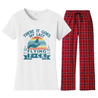 There It Goes My Last Flying Retro Halloween Women's Flannel Pajama Set