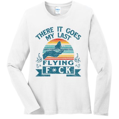 There It Goes My Last Flying Retro Halloween Ladies Long Sleeve Shirt