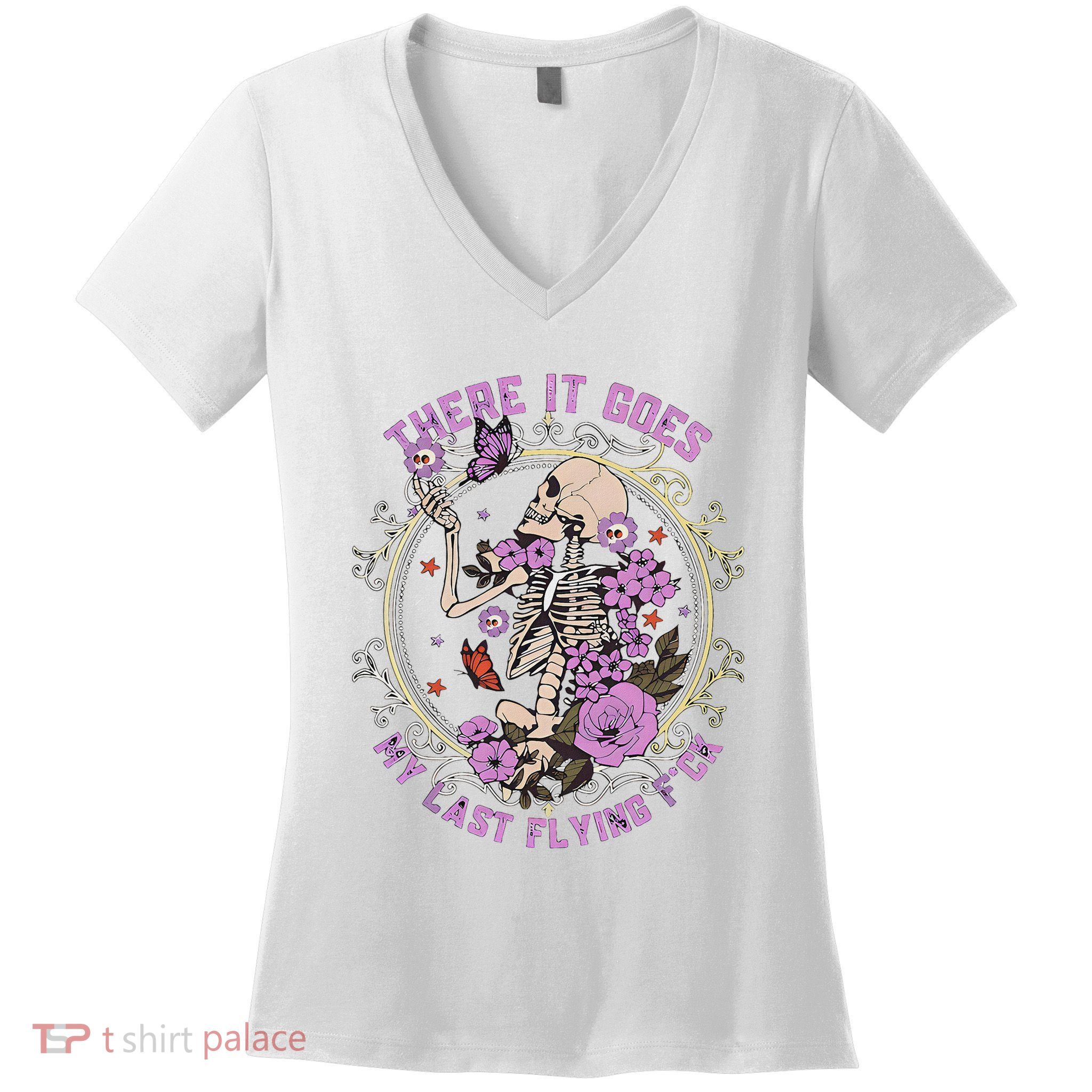 There It Goes My Last Flying Fuck Funny Sarcastic Women's V-Neck T-Shirt