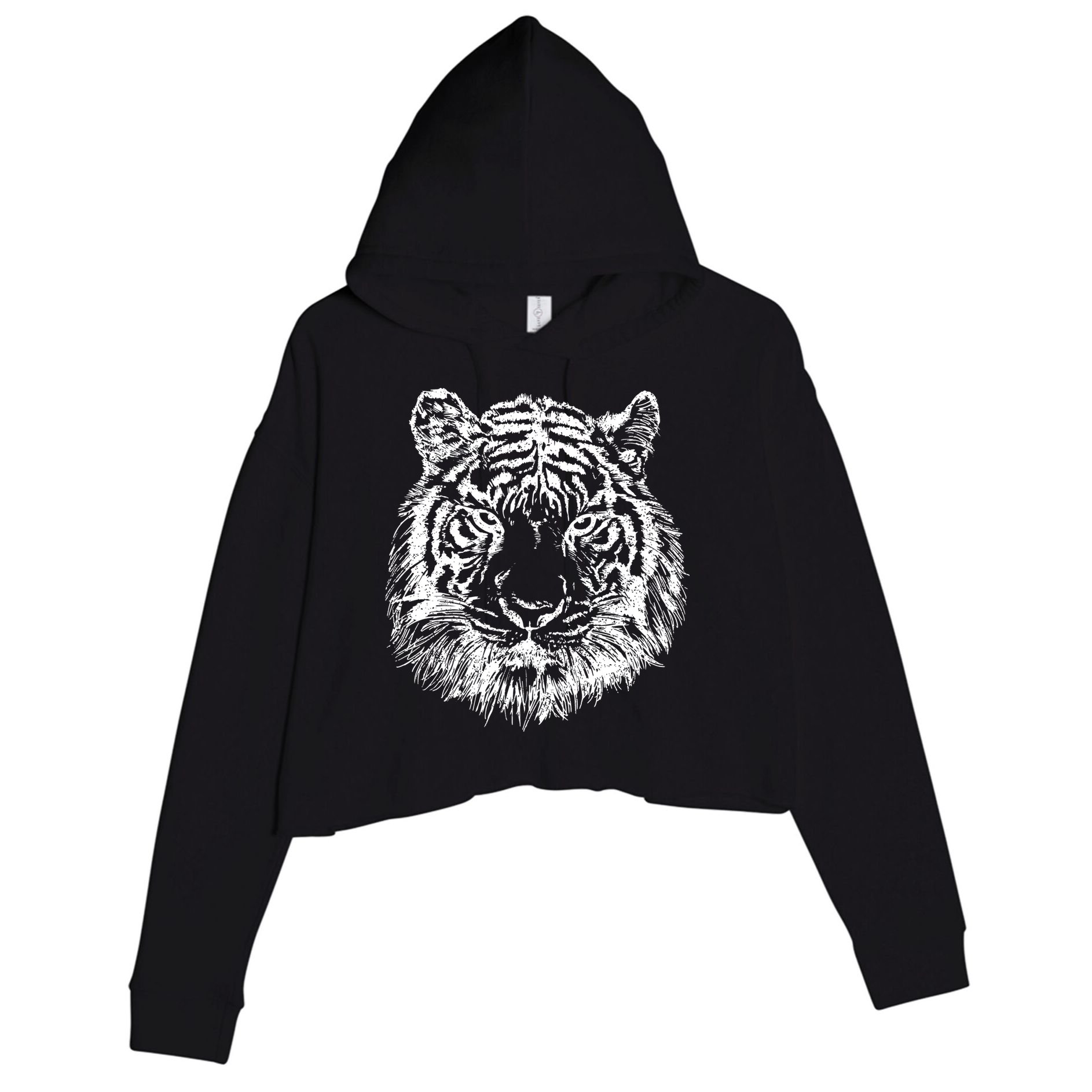Tiger Cool Design Crop Fleece Hoodie