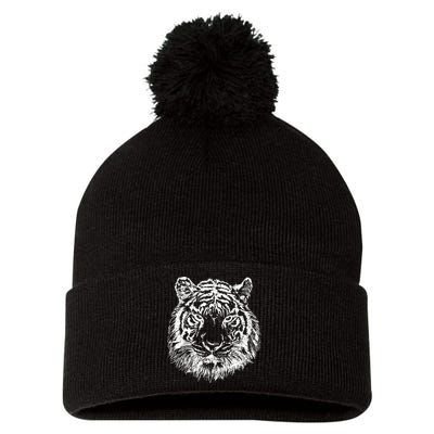 Tiger Cool Design Pom Pom 12in Knit Beanie