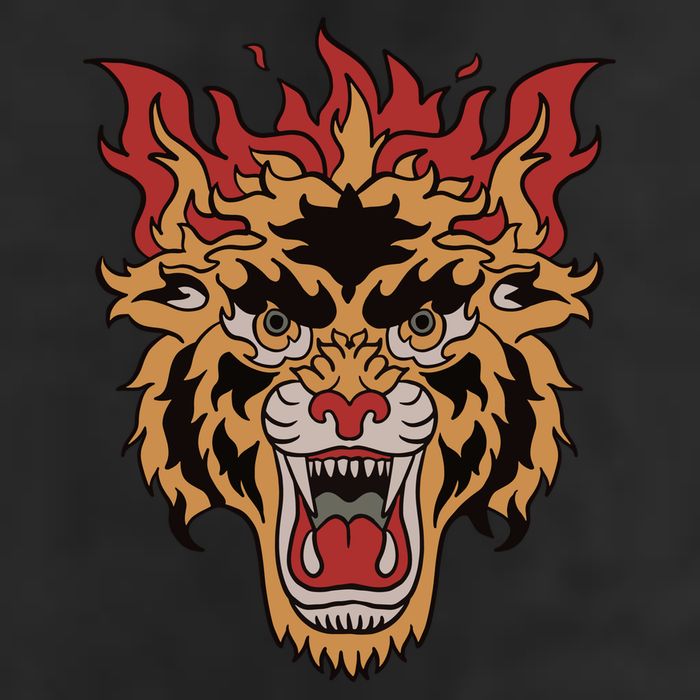 Tiger Flames 7 Panel Mesh Trucker Snapback Hat