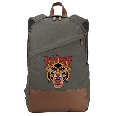 Tiger Flames Cotton Canvas Backpack