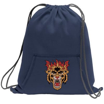 Tiger Flames Sweatshirt Cinch Pack Bag