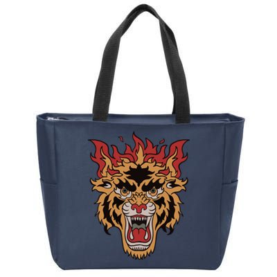 Tiger Flames Zip Tote Bag