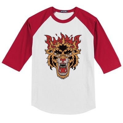 Tiger Flames Kids Colorblock Raglan Jersey