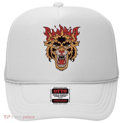 Tiger Flames High Crown Mesh Back Trucker Hat