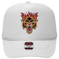 Tiger Flames High Crown Mesh Back Trucker Hat