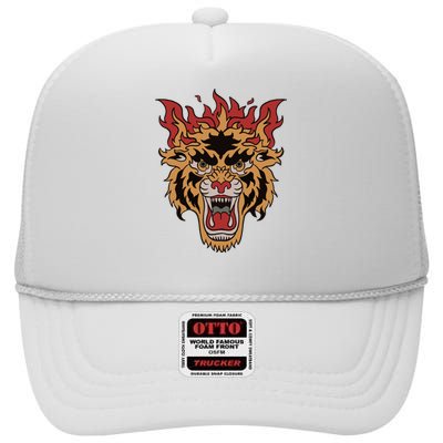 Tiger Flames High Crown Mesh Back Trucker Hat