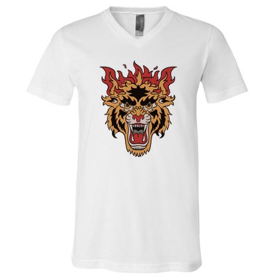 Tiger Flames V-Neck T-Shirt