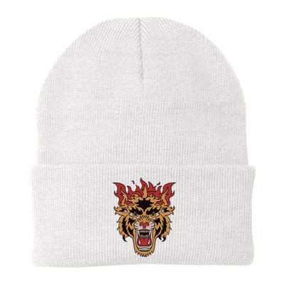 Tiger Flames Knit Cap Winter Beanie