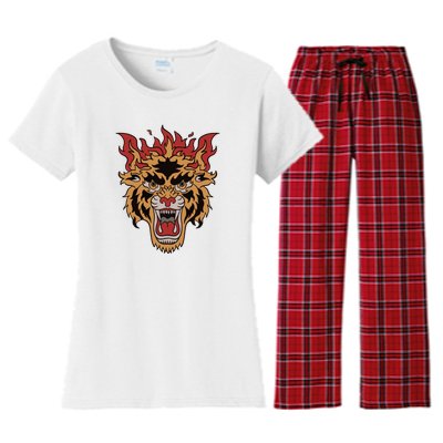 Tiger Flames Women's Flannel Pajama Set