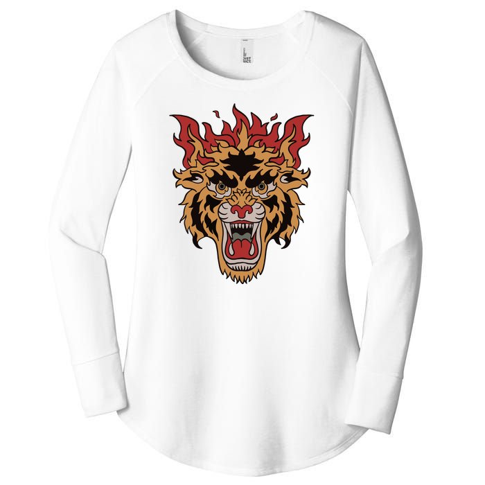 Tiger Flames Women's Perfect Tri Tunic Long Sleeve Shirt