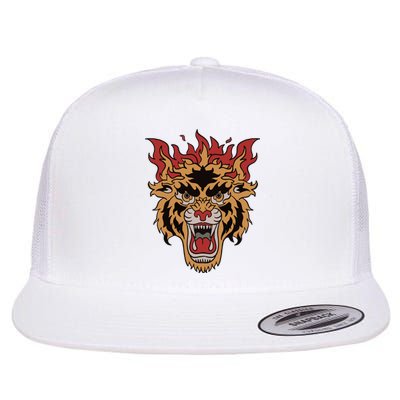 Tiger Flames Flat Bill Trucker Hat