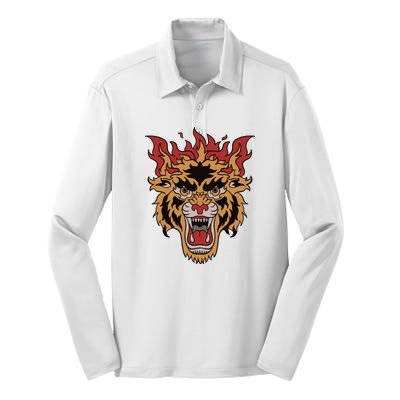 Tiger Flames Silk Touch Performance Long Sleeve Polo