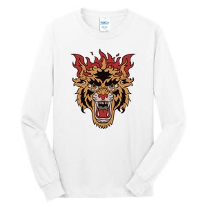 Tiger Flames Tall Long Sleeve T-Shirt