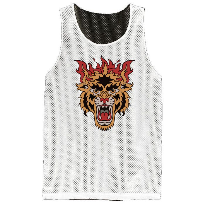 Tiger Flames Mesh Reversible Basketball Jersey Tank