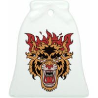 Tiger Flames Ceramic Bell Ornament