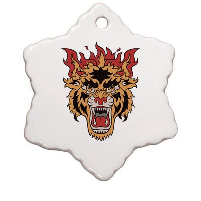 Tiger Flames Ceramic Star Ornament