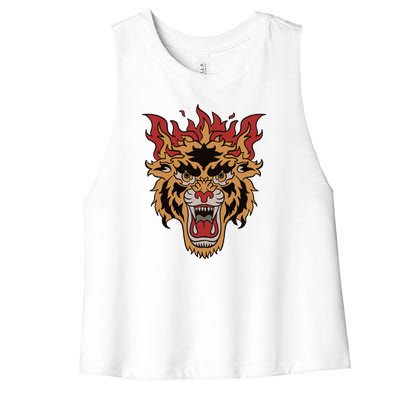 Tiger Flames Women's Racerback Cropped Tank