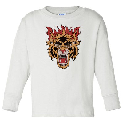 Tiger Flames Toddler Long Sleeve Shirt