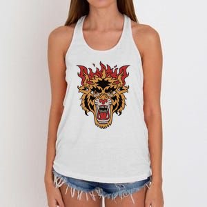 Tiger Flames Women's Knotted Racerback Tank