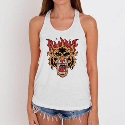 Tiger Flames Women's Knotted Racerback Tank