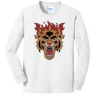 Tiger Flames Kids Long Sleeve Shirt